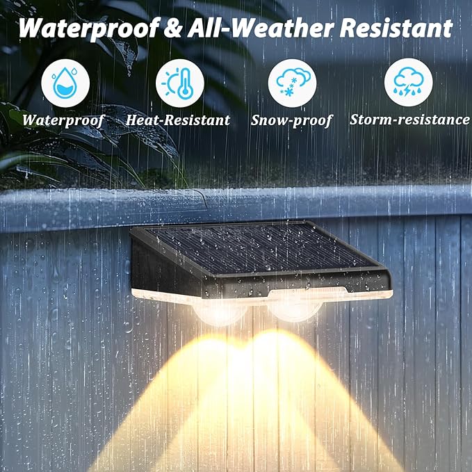 Brightever Solar Fence Lights Outdoor 8-Pack, Waterproof Solar Powered LED Fence Light with Warm White & 6 RGB Colors & 2 Lighting Modes for Deck, Step, Stair, Fence, Outside, Patio, Garden, Backyard