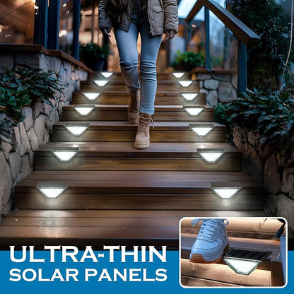 SOLPEX Solar Step Lights for Outside, 24 LEDs Solar Stair Lights Outdoor Waterproof Decor for Porch, Front Door, Stair, Step, Deck, Fence, Balcony, Patio, Wall, Yard, Garden(6 Pack, Cold White)