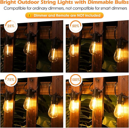 96FT S14 Outdoor String Lights Bundle with 25FT ST38 Led String Lights - Warm White