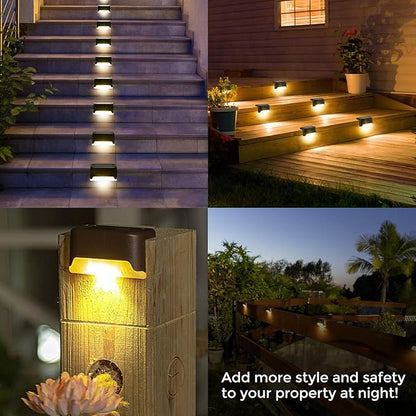Solar Step Lights by Boundery - Premium LED Solar Waterproof Deck Decor & Fence Lights - Solar Powered Outdoor Lights for Deck, Dock, Steps, Porch, Pathways, Stairs, Railings - (4 Pack)