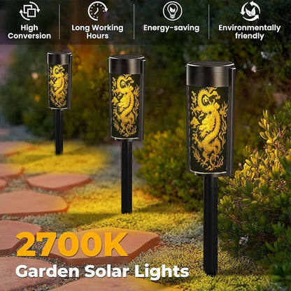 4 Pack Solar Pathway Lights Outdoor Waterproof Traditional Chinese Cloud Black Solar Garden Lights LED Landscape Lighting for Yard Walkway Lawn Garden Decor