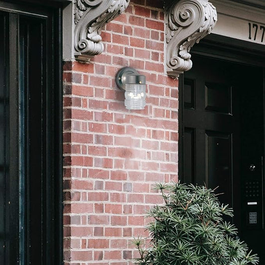 Ciata Outdoor Porch Light House Fixture Wall Mount Light Lantern Sconce, Lantern Sconce Fixture Jelly Jar Outdoor Down Light Fixture Front Porch - Black - 2 Pack