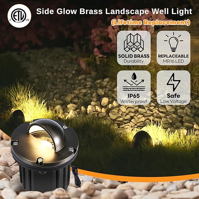 Gardenreet Low Voltage Well Light - Brass LED Hardwired All Weather In-Ground Ip65 Lighting, 12V Directional | Lumora