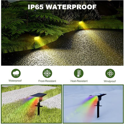 Solar Lights Outdoor Waterproof, 4 Pack RGB Solar Spot Lights Outdoor, 16 LED High Brightness Landscape Lighting, 1800mAh 8 Modes Solar Outdoor Lights for Yard Garden Decor, IP65