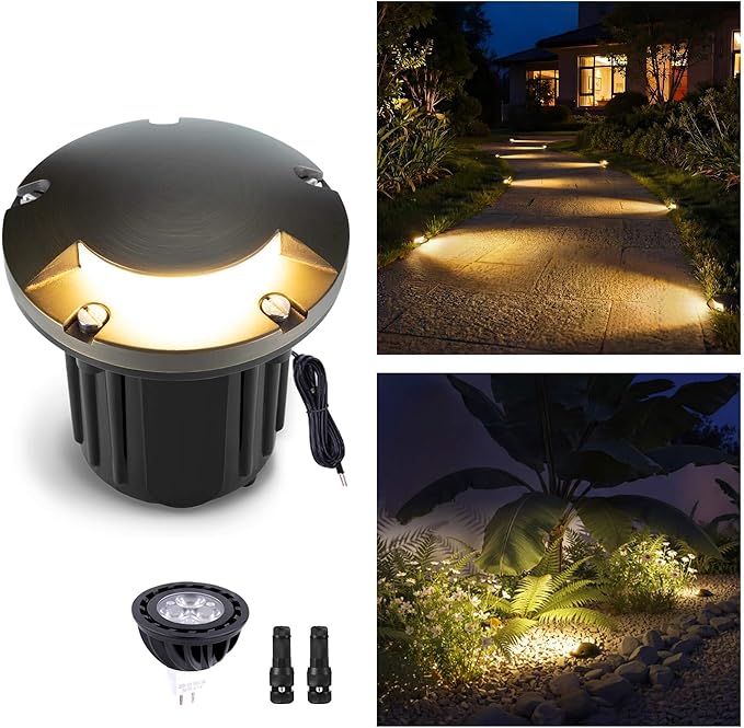 Gardenreet In Ground Well Light - Brass 12V Ip65 Waterproof Outdoor Landscape Lighting, Low Voltage LED In-Grade | Lumora
