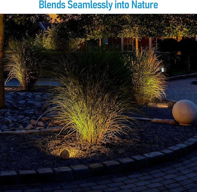 LEONLITE 5CCT LED Rock Lights Outdoor, 5W Low Voltage Landscape Spot Light for Garden, Yard, Decorative Stone Light, 12-24V AC/DC, CRI90, 200lm, IP65 Waterproof, Round, Yellow, Pack of 2