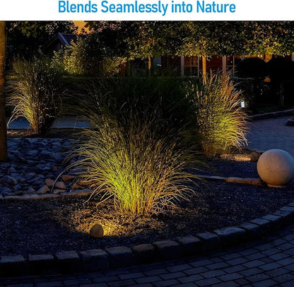 LEONLITE 5CCT LED Rock Lights Outdoor, 5W Low Voltage Landscape Spot Light for Garden, Yard, Decorative Stone Light, 12-24V AC/DC, CRI90, 200lm, IP65 Waterproof, Round, Yellow, Pack of 2