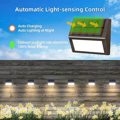 Luminara Solar Step Lights - Weatherproof Outdoor Stair Lighting, Solar-Powered Deck Lights for Patio, Garden, Pathway, Warm White Glow（2）