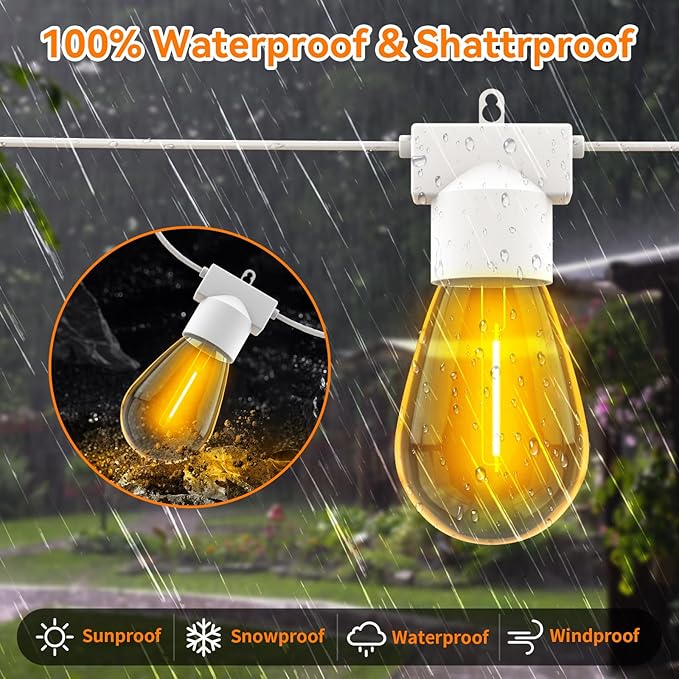 Aialun 96FT LED Outdoor String Lights, Outside Patio Backyard Light with 2700K Shatterproof Edison Bulbs | Lumora