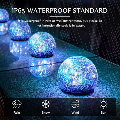 Honoson Decorative Solar Globe Lights Outdoor Waterproof LED Cracked Glass Ball Lights for Pathway, Walkway, Garden, Yard, Lawn Decoration(8 Pcs,3.9 Inch)