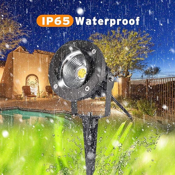 LED Landscape Lighting High Power 18W Outdoor Garden Lights,120V AC,Warm White Waterproof Spotlights for Yard,Patio,Lawn,Wall, Flood,Driveway,Tree Flag Light,Metal Ground Stake (2 Packs)