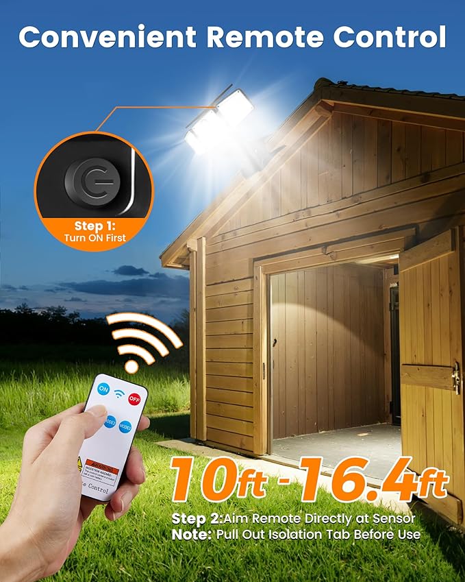 1500LM Clip On Solar Lights Outdoor, Motion Sensor Outdoor Lights with 270° Wide Angle & Remote Contral, 3 Heads | Lumora