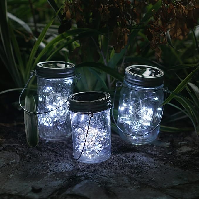 Decorman Solar Mason Jar Lid Lights, 6 Pack 20 LED Waterproof String Fairy Star Firefly Jar Lids Lights for Patio | Lumora