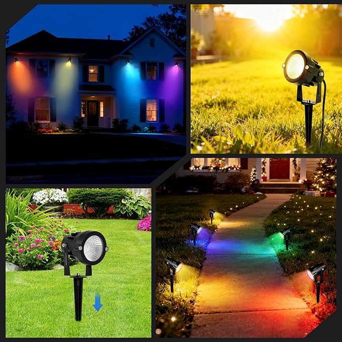 Chrisrmas Spot Lights Outdoor 12W RGBW Color Changing Landscape Lights with Remote Control 120V RGB Landscape | Lumora