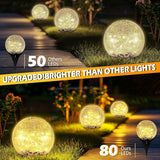Coroor Garden Solar Ball Lights Outdoor Waterproof, 80 LED Cracked Glass Globe Solar Power Ground Lights for Path | Lumora