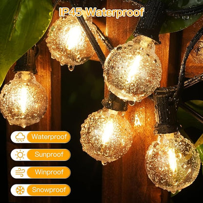 Ollny 50FT Outdoor String Lights, Waterproof Connectable Shatterproof Patio Lights with 25+2 G40 Edison Bulbs Plug in，Outdoor Hanging Light for Backyard, Porch, Deck, Garden, 2700K