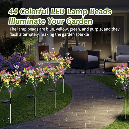 Solar Lights Outdoor,2 Pack Blooming Butterfly Decorations Flowers,Outdoor Waterproof Landscape Lights for Yard Patio Lawn Garden Decor,Gifts for Women Mother's Day