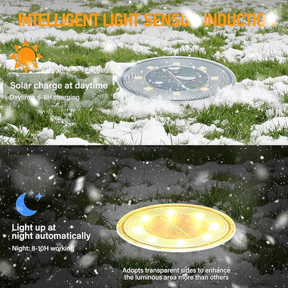 8 Pack Solar Pathway Lights RGB Color Changing and 8 Packs Solar Ground Lights Warm Light