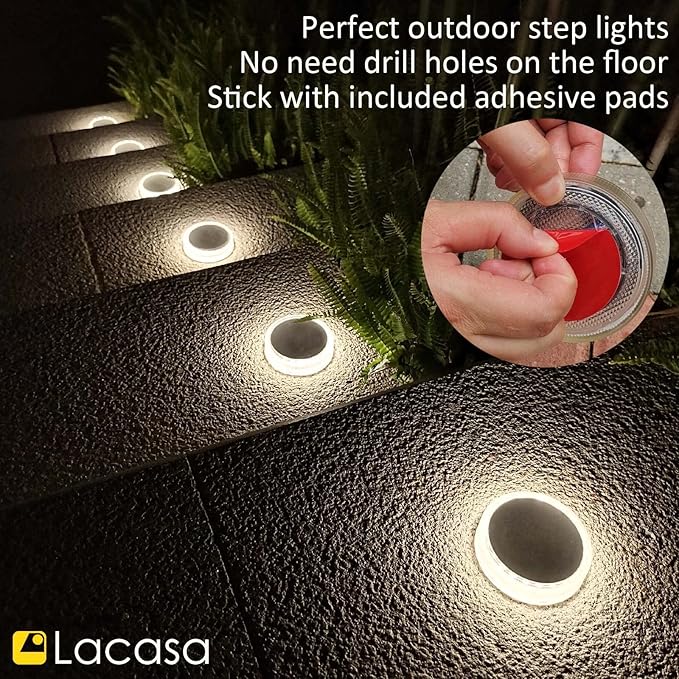 Lacasa Solar Deck Lights Outdoor Waterproof LED Solar Step Lights Driveway Lights, White 4000K, for Garden Yard | Lumora