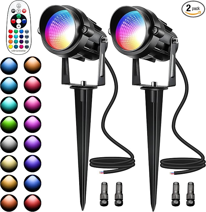 Christmas Landscape Lights 12W RGBW Outdoor Spot Lights for Yard, Low Voltage LED Landscape Spotlight with Remote | Lumora