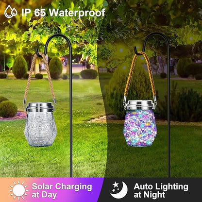 Solar Lantern, Hanging Solar Lights Outdoor Waterproof 2 Pack, Upgraded 60 LED Lanterns Decorative Outdoor, Garden Decor for Patio Path Backyard Christmas Halloween, Multicolor