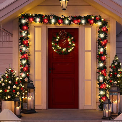 C7 LED Red and White Christmas Lights, 25Ft Outdoor Christmas Decorations Light with 27 Shatterproof LED Bulbs, Hanging Vintage Christmas Lights for Christmas Tree Roofline Holiday Party Backyard