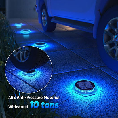 Blue Solar Deck Lights for Outside 6 Pack, Dock Lights Solar Powered Waterproof Driveway Warning for Driveway Pathway Boat Dock Post Yard.