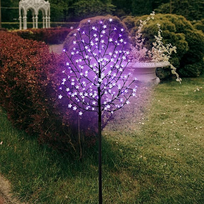 FUCHSUN 6 FT 200 LED Solar Cherry Blossom Tree Light, Lighted Garden Tree Outdoor Pathway Lights for Patio Yard Wedding Festival Home Christmas Decoration (Purple)