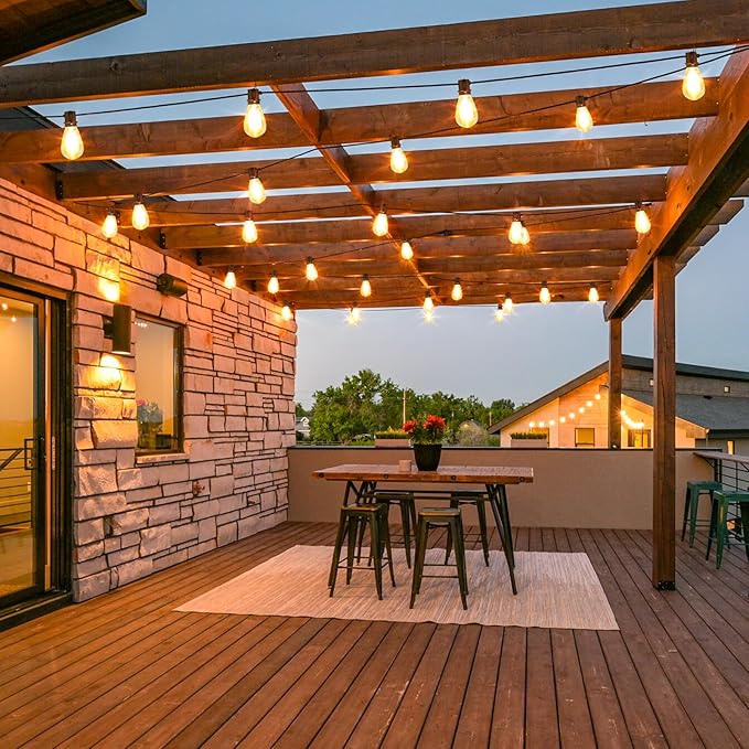 192FT(2x96FT) LED Outdoor String Lights, Patio Lights with 60+3 Shatterproof Waterproof 2700K Dimmable Bulbs | Lumora