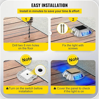 Happybuy Solar Driveway Lights - 24 Pack Bright Blue Waterproof Wireless Dock Lights with 6 LEDs for Path, Garden, Walkway & Steps
