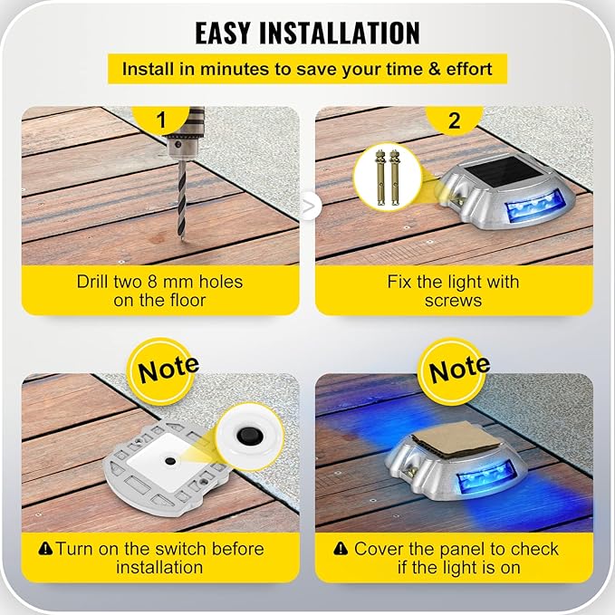 VEVOR Driveway Lights 24-Pack, Solar Driveway Lights with Switch Button, Solar Deck Lights Waterproof, Wireless | Lumora