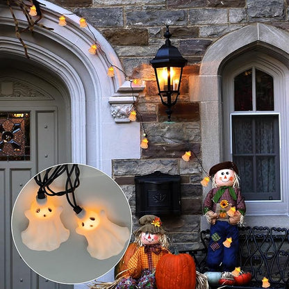 SUNSGNE Halloween Ghost LED String Lights 8.5FT Indoor String Lights with 10 LED White Genius for Outdoor Patio Indoor Home Bedroom Kids Room School Wall Decor
