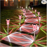 DenicMic Solar Lights Outdoor 10 Pack Waterproof Red White LED Stainless Steel Stake Outside Lights for Yard | Lumora