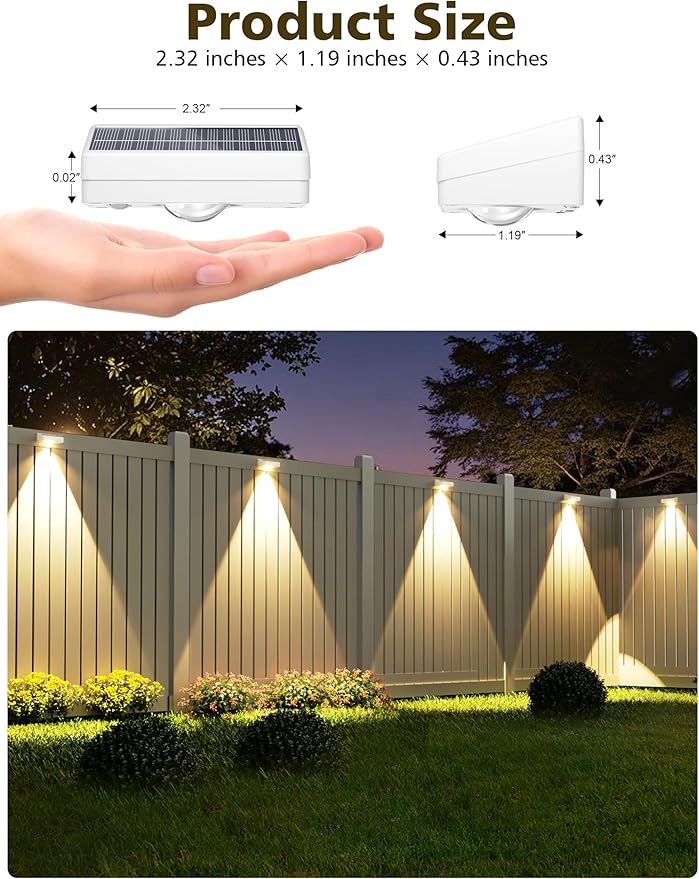 VOLISUN Solar Fence Lights, Fence Lights Solar Powered, IP65 Waterproof LED, RGB Color - Outdoor Path Light | Lumora
