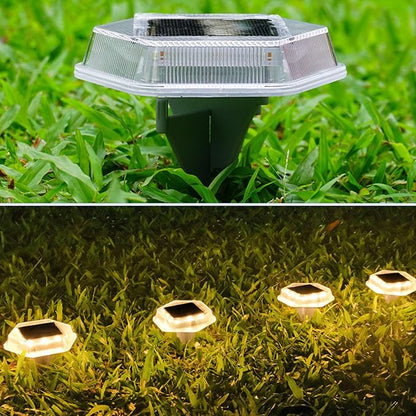 Solar Ground Light, 4 Pack 3000K Warm White, IP65 Waterproof Step Lighting - Solar Powered Efficiency, High Brightness, Ideal for Driveway Lights Markers Deck Solar Pathway