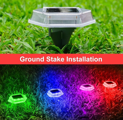 Solar Deck Dock Step Lights- 8 Packs Waterproof 1200mAh Auto ON/Off LED Solor Powered Stair Lights for Outdoor Garden, Patio, Pathway, Walkway, Driveway (Red & Green & Blue)