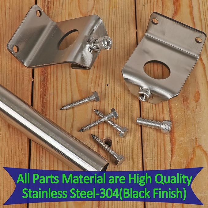 2 Pack 6.5 FT Stainless Steel String Lights Pole Bracket/Holder for Deck Railing Wood Posts, Black | Lumora