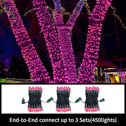 LAMPHOME Pink Valentine's Lights，Valentine's Day Decoration 150 Count 31.9ft UL Certified Mini Bulb String Light for Outdoor Christmas Garland Tree Garden Party Patio Wedding
