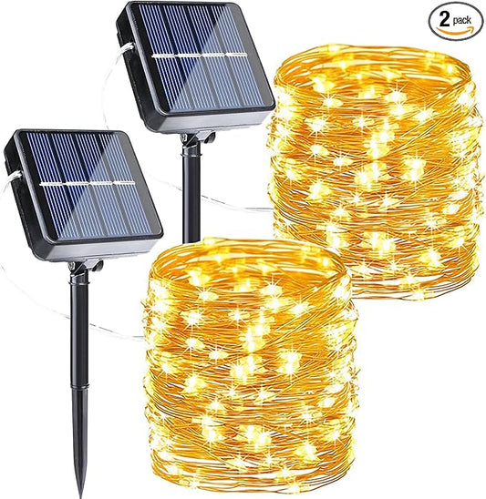 Joomer Solar Fairy Lights, 2-Pack Total 80FT 240LED Solar String Lights Outdoor Waterproof 8 Lighting Modes for Patio Fence Party Garden Yard Home Holiday Tree Outdoor Decoration (Warm White)