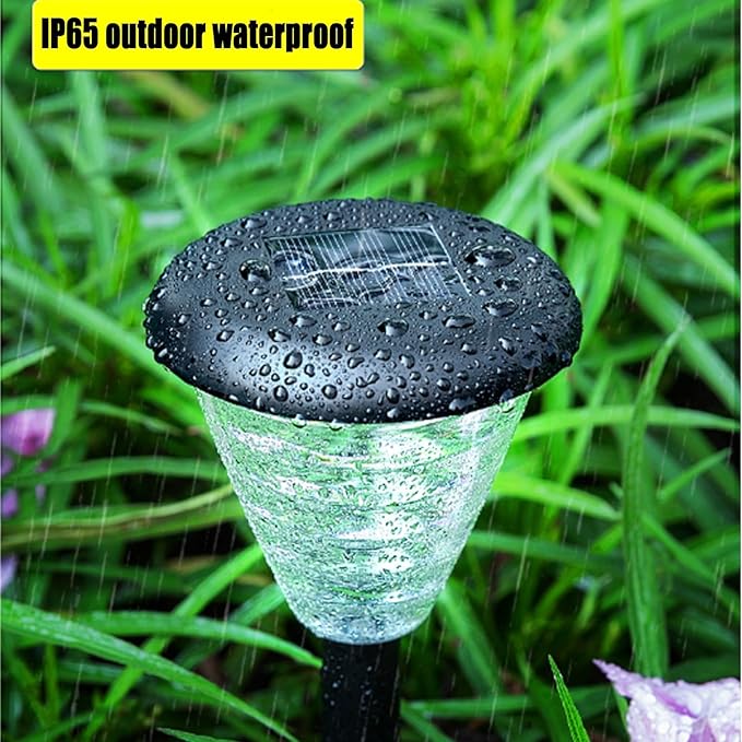 Solar Pathway Lights Outdoor,Color Changing+Warm Lights LED,Home Outdoor Waterproof Villa Garden Landscape Decoration Outdoor Garden Lights,Auto On/Off,Ultra Bright,Black,1pcs