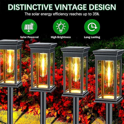 Solar Pathway Lights Outdoor, 4 Pack Solar Powered Garden Lights Waterproof IP65, Auto On/Off Outdoor Light for Lawn Patio Walkway Driveway Decor Landscape Lighting