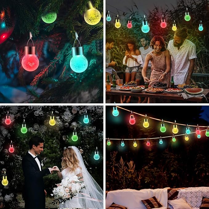 12 Pack Hanging Solar Lights Outdoor Decorative, Waterproof Solar Globe Lantern with Handle and Clip, Solar Powered | Lumora