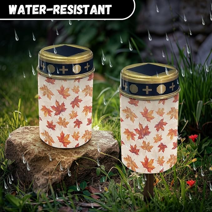 Autumn Maple Leaves Solar Lights Outdoor Waterproof Solar Garden Landscape Lighting for Outside Solar Stake Lights,Lantern Decoration for Yard Patio,Wall Light Auto On/Off