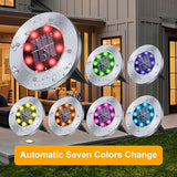 Solar Ground Lights,Multi-Color Auto-Changing 8LED Waterproof Solar Powered Lights In-Ground Outdoor Landscape | Lumora