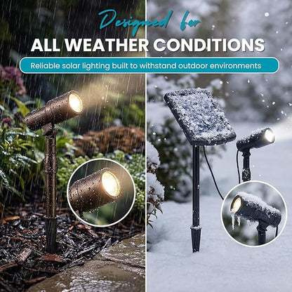 Energizer Solar-Powered Garden Lights - 2 Pack Oil Rubbed Bronze LED Spotlight with Smart Focus & 100 Lumen Output, Waterproof & Easy to Install Solar Landscaping Lights for Lawn & Patio Decorations