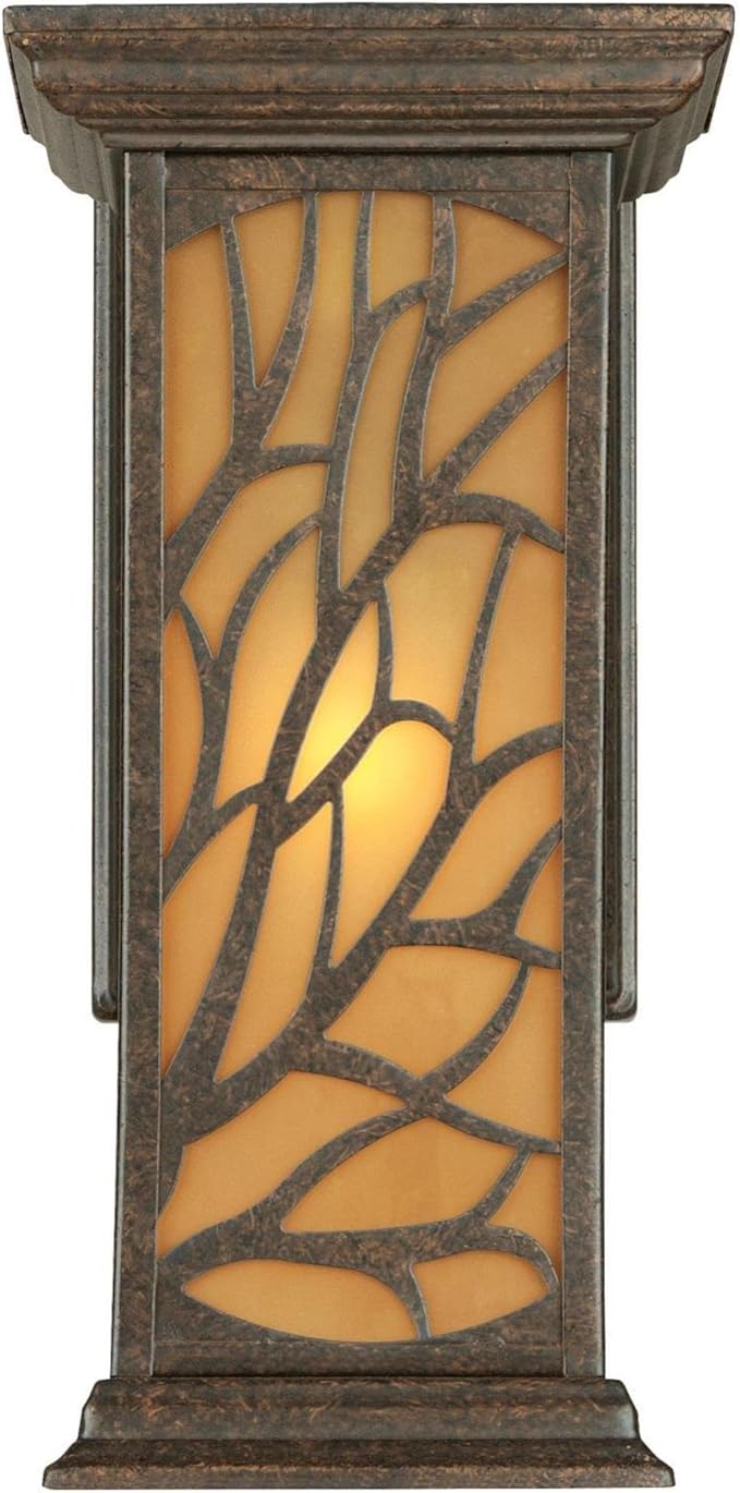 Westinghouse 6315000 Glenwillow One-Light Outdoor Wall Lantern with Amber Frosted Glass, Victorian Bronze