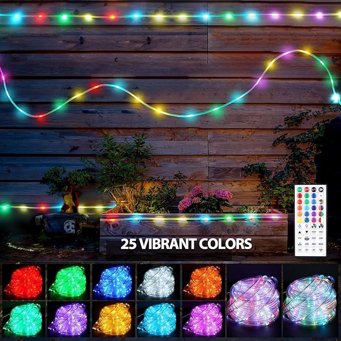 132ft LED Rope Lights Outdoor String Lights Plug in, 400 LED Warm White & Color Changing Waterproof Christmas | Lumora