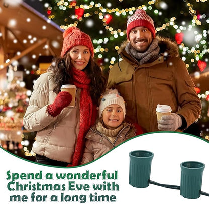 25 ft C9/e17 Ul Listed String Light Cord Wire Spool, Christmas C9 Light Wire Stringer Strand Set for Outdoor Patio Xmas Tree Roofline, 12 Spacing, Green