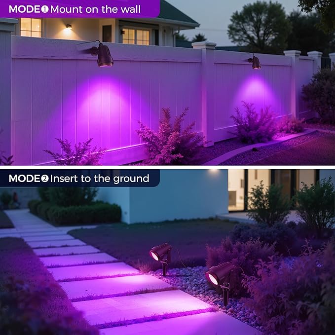 L LOHAS LED Tree Spotlight Outdoor, Purple Halloween Spot Lights for Yard, Auto On/Off 5W 120V Landscape Lighting | Lumora