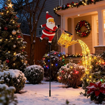 Christmas Claus Solar Kettle Lights Garden Lawn Decorative Lights，Solar Santa Claus Watering can Light, Santa Cla us Kettles Ground Lamp Led Night Lights for Patio, Yard and Pathway,22x17x10.5cm